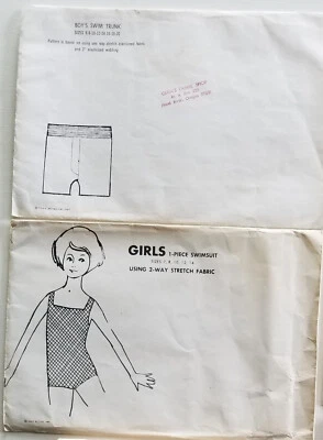 Boys & Girls Swimsuit Patterns One Piece & Boys Trunks 6-20 2-Way Stretch 7-14 - Image 1 of 2