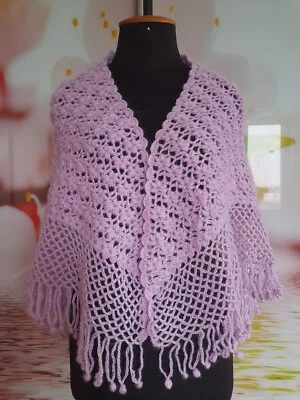 Mantón envolvente triángulo capa cálido flecos ópera piano regalo victoriano ancianos lila Foto 1 de 4