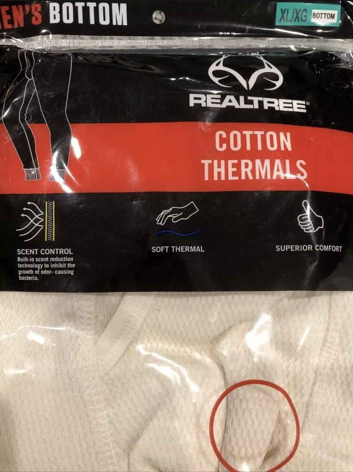 Realtree XL Extra Large 40-42 in Cotton Thermals Men's Bottoms Scent Control - Image 1 of 1