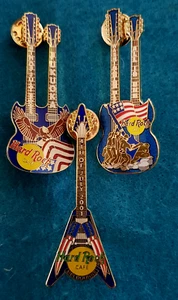 SET 4th JULY FUKUOKA MELBOURNE WASHINGTON DC IWO GUITAR Hard Rock Cafe 3 PIN LOT - Picture 1 of 1