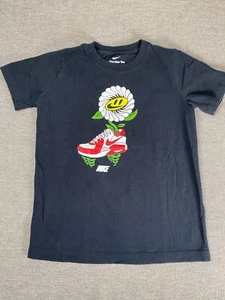 Nike Tee T-Shirt Top Boy's Small Crew Neck Black Air Flower Sneaker - Picture 1 of 8