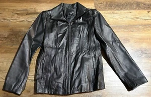 Vintage East 5th Damen Echtleder Jacke Große L Schwarz. Reißverschluss - Bild 1 von 9