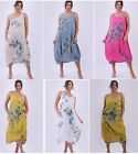 Ladies Italian sleeveless Cotton Quirky Dress Womens Lagenlook Tunic Dress Shirt