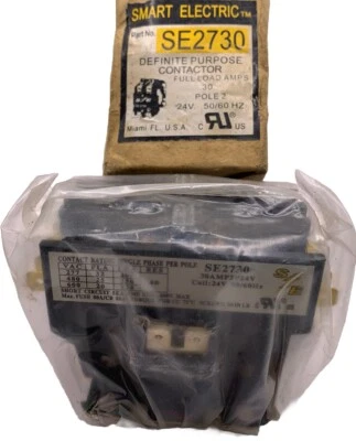 SMART ELECTRIC SE2730 2-Pole 30-Amp 24-Volt Definite Purpose Contactor - Image 1 of 3