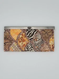 Billetera Chuns Moda Para mujeres Texturizada Marrón Estampado de Animales Cierre a Snap - Nueva Sin Etiquetas - Imagen 1 de 4