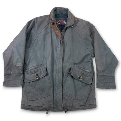 Vintage G-III Leather Jacket Plaid Flannel Lined Men's Small (Large) Green RARE - Image 1 of 4