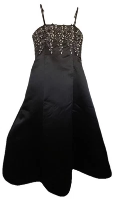 VESTIDO FORMAL PRIMROSE Hecho en EE. UU. NIÑAS Negro y Plateado Talla 6 Foto 1 de 4