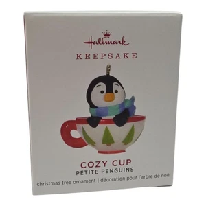 2019 Hallmark Cozy Cup Petite Penguins 4 Andenken Miniatur Ornament IOB QXM8277 - Bild 1 von 5