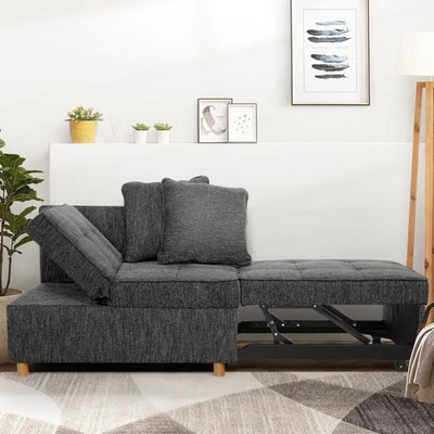 Sofá cama convertible, sofá cama 4 en 1 sofá futón de 3 asientos sofá cama de lino⭐ Foto 1 de 4