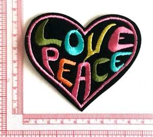 Embroidered Iron On Patch Applique Love & Peace Heart 9 x 7 cm # 40 - Picture 1 of 2