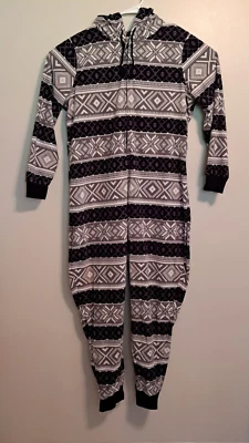 Old Navy Womens Long-Sleeved Hooded Full-Body Zip-Up Pajama Suit Black Fair XL - Image 1 of 4