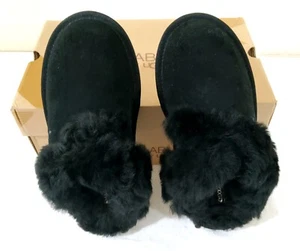NEW Koolaburra by UGG Milo Womens Black Suede Faux Fur Lined Slippers Sz 5 - Picture 1 of 9