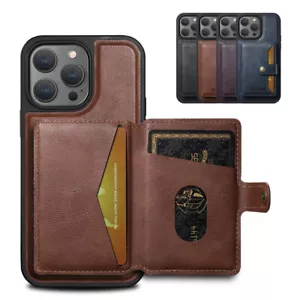 For iPhone 15 Pro Max Plus 14 13 12 Magnetic Phone Case Detachable Card Wallet - Picture 1 of 52