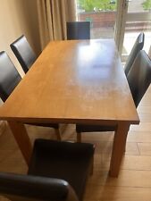 6 Seater Oak Table With 6 Leather Chairs