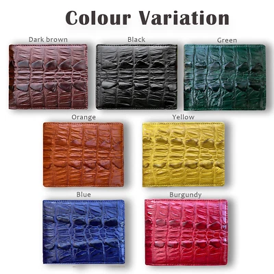 Cartera plegable de cuero de cocodrilo genuino piel clásica billetera para hombre Foto 1 de 4