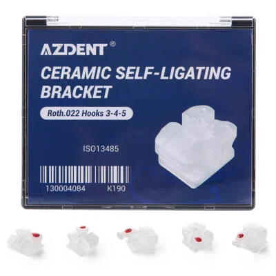 AZDENT Dental Orthodontic Self-ligating Ceramic Brackets Braces Roth/MBT 022 - Image 1 of 4