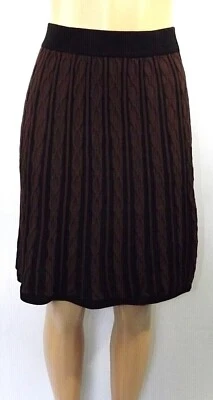 US$ 70 NOVO! Saia de malha feminina S malha pomba mistura de algodão padrão cabo marrom preta - Imagem 1 de 4