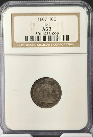 1807 P Dimes Draped Bust NGC AG-3 JR-1 Cover