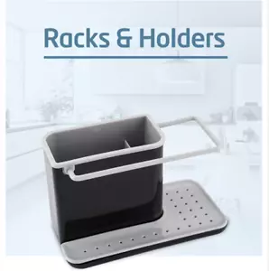 Kitchen Sink Caddy Sponge Holder Storage Organizer Soap Drainer Utensils Rack AU - Picture 1 of 9