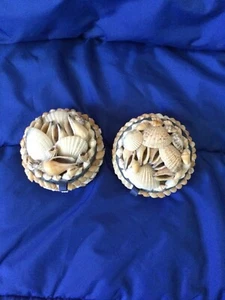 Set of 2 Vintage Seashell Covered Trinket Boxes - Pre-owned - Picture 1 of 3
