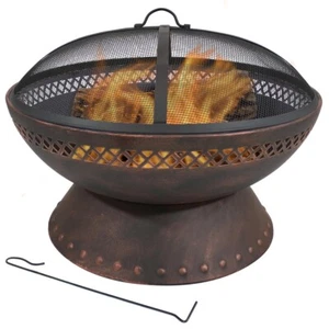 25 Inch Copper Chalice Steel Fire Pit with Spark Screen - Picture 1 of 1