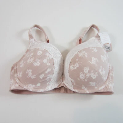 cacique women's bra boost plunge cotton 38DD floral lace - Image 1 of 4