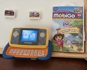 Vtech Mobigo Blue & Yellow Handheld Touch Screen Learning with 2 games - Picture 1 of 3