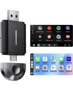 Adattatore wireless CarPlay USB BT dongle box per Android Wired CarPlay ricambio cavi - Foto 1 di 8