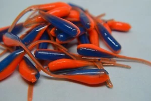 JASONS 2" STINGER SHAD 30 PACK GRUBS CRAPPIE LURES JIGS BRONCO BLUE & ORANGE  - Picture 1 of 2