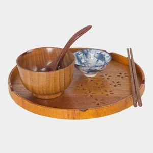 Holz Frühstück Tablett Geschirr Tablett Holz Serving Platter Lebensmittel Platte - Bild 1 von 12