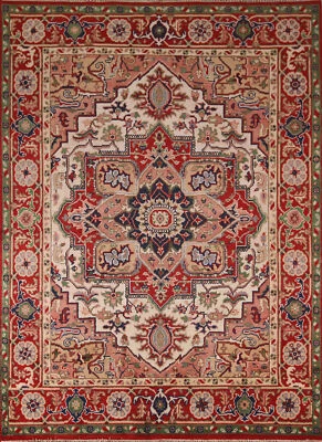 Classic Luxury Hand-Knotted Heriz Serapi Indian Area Rug for Living Room 8x10 ft - Image 1 of 4
