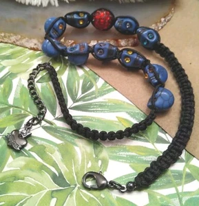 PRINCESS VERA WANG "Born to Rule" Blue Skull w/ Multi Rhinestone Eyes Necklace! - Picture 1 of 13