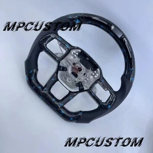 Fit For Ford 2024-25 Mustang Forged Carbon Fiber Steering Wheel with Blue Flacks - Picture 1 of 9