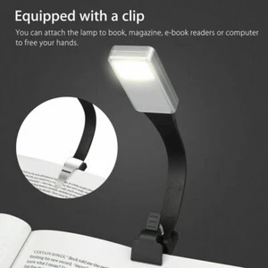 USB Rechargeable Clip On Book Light LED Flexible Reading Lamp For Reader Kindle - Picture 1 of 8