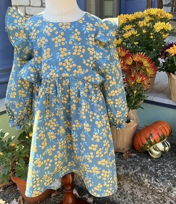 Vestido Boutique Marie Nicole Talla 7 Otoño Acción de Gracias Limón Volantes Dobladillo Alto Foto 1 de 4