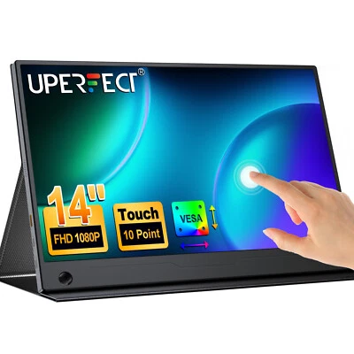 UPERFECT Touchscreen Monitor 14" 1920x1080 Portable Monitor USB C PC Bildschirm - Bild 1 von 4