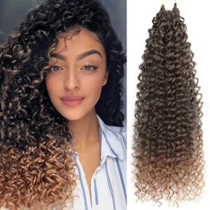 8" 12" Curly Water Wave Crochet Braids Pre-looped Twist Braiding Hair Extensions - Picture 1 of 21