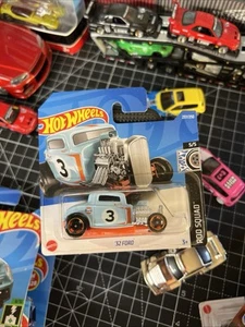 Hot Wheels 2022 Gulf Oil Blue Orange ‘32 Ford Short Card New Fast Shipping - Picture 1 of 4