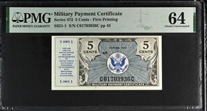 US Military Payment Certificate 5 Cents PMG 64 UNC Series 472 P#S821-1 - Picture 1 of 2