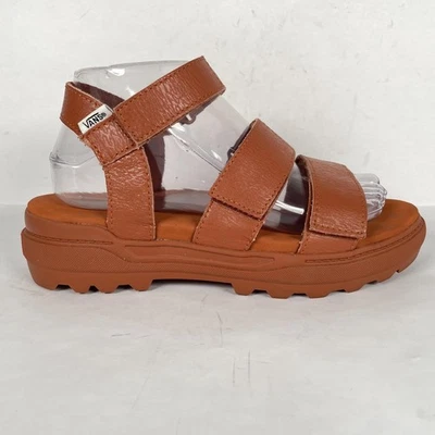 Vans Zapatos Mujer Talla 8.5 Cuero Marrón Doble Correa Plataforma Sandalias Gruesas Foto 1 de 4