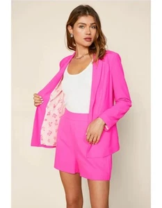 NWT Skies Are Blue Womens Medium Hot Pink Open Blazer Lined Shorts 2 Piece Set - Picture 1 of 17