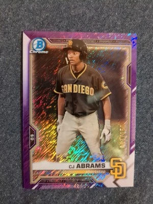 2021 Bowman Chrome  Prospects C.J. Abrams #BCP-227 Purple Shimmer Refractor /250 - Image 1 of 3