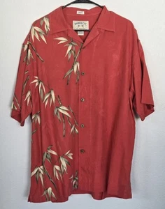Vintage Bamboo Cay Hawaiian Button Up Shirt Large 100% Silk Resort Vacation - Picture 1 of 7