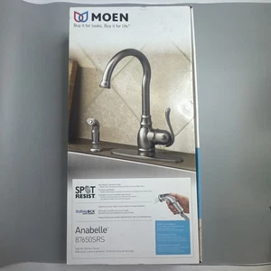 Grifo de cocina Anabelle de acero inoxidable resistente a manchas Moen 87650SRS con rociador lateral - Imagen 1 de 10