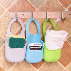 1pcs Sink Hanging Storage Bag Silicone Sink Drain Rack Folding Home Soap Dish - Picture 1 of 17