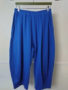 Pantalone Mamma B Bianco Jersey gamba larga a palloncino taglia grande tasche blu elastico - Foto 1 di 16