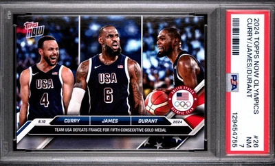 2024 Topps Now Olympics — Curry / LeBron James / Kevin Durant — 🥇PSA 7 - image 1 of 2