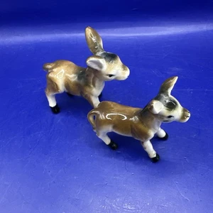 Due statuine in ceramica asino Burro miniature - vintage - stile Hagen Renaker - Foto 1 di 17