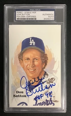 Don Sutton Signed Perez Steele Postcard Baseball HOF Dodgers Autograph PSA/DNA - Image 1 of 2