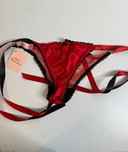 Nuevo con etiquetas Panty Agent Provocateur Malla Rojo Transparente Negro Lados de lazo OS - Imagen 1 de 7